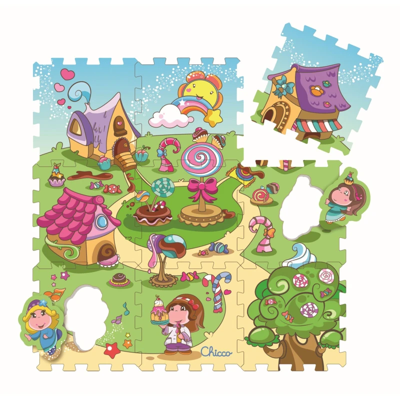 Chicco - Soft Puzzle Mat Candy (9 Pieces) - Chicco