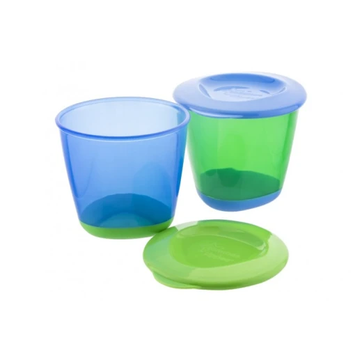 Tommee Tippee - Explora Pop Up Weaning Pot 2 pc (Pink or Blue) - أزرق - تومي تيبي - Image 2