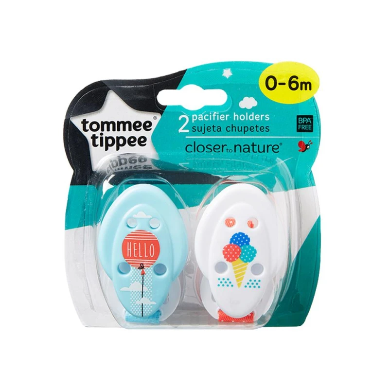 Tommee Tippee Closer to Nature Soother x2 Holder, white&blue - Tommee Tippee