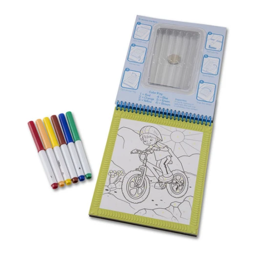 Melissa & Dough On the Go Color by Numbers Kids' Design Boards With 6 Markers - Blue - Melissa &amp; Doug - Image 3