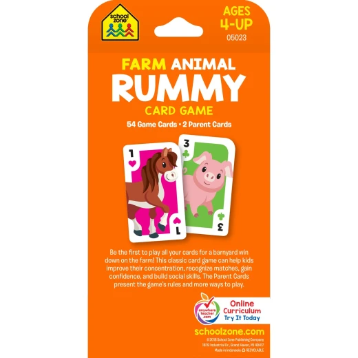 School Zone Farm Animal Rummy Card Game for Kids: Matching and Counting Educational Fun - School Zone - Image 5
