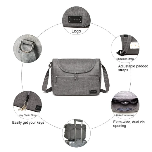 Colorland Herman Shoulder Baby Changing Bag (Gray) - Colorland - Image 10