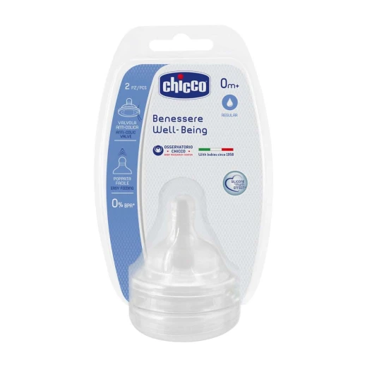 Chicco Teat Well-Being Silicone (Regular Flow)- 0m+ Chicco Teat Well-Being Silicone (Regular Flow)- 0m+