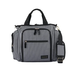 Colorland Gabrielle Tote Baby Changing Bag, Black & White Strips