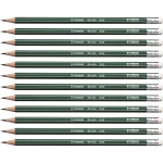 Stabilo Othello Pencil with Rubber Green with Stripes -12 Pencils - ستابيلو