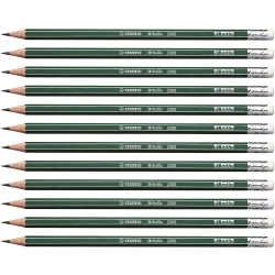 Stabilo Othello Pencil with Rubber Green with Stripes -12 Pencils