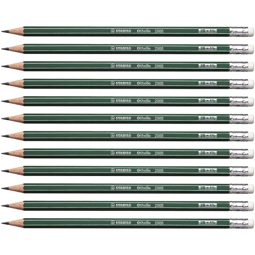 Stabilo Othello Pencil with Rubber Green with Stripes -12 Pencils Stabilo Othello Pencil with Rubber Green with Stripes -12 Pencils
