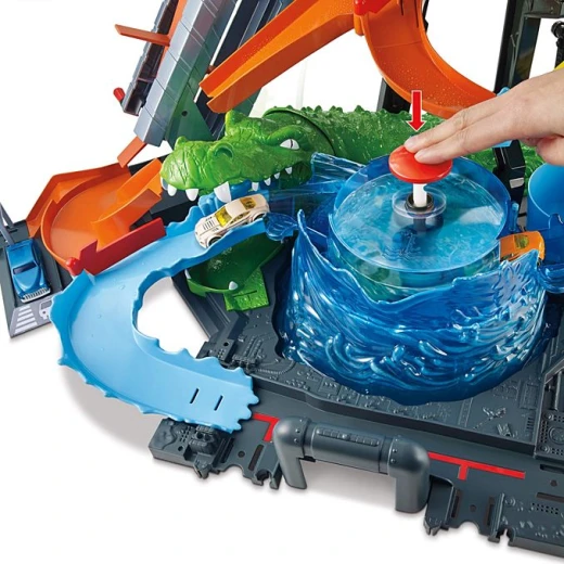 Hot Wheels Ultimate Gator Car Wash Playset Color Change Feature Interactive Toy 19.69 in - Hot Wheels - Image 2