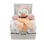Nova blanket with an owl toy pink single 75x100cm single - Nova Home
