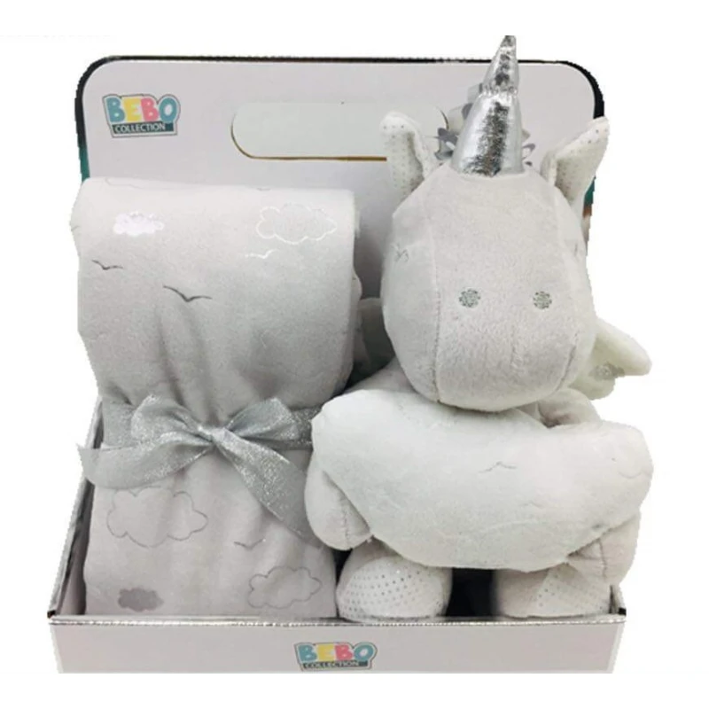 Nova blanket with unicorn toy grey 75x75cm - Nova Home