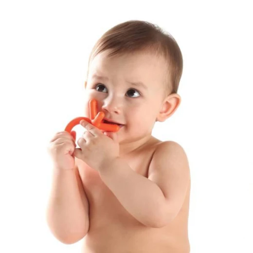 Comotomo Baby Finger Sized Silicone Teether, Orange Color - Comotomo - Image 5