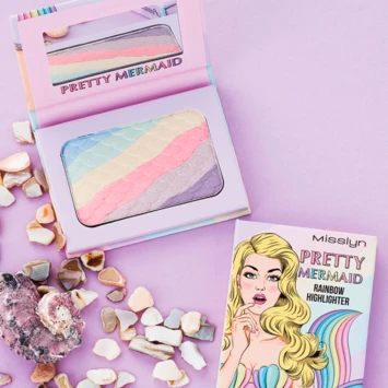 Misslyn Pretty Mermaid Rainbow Highlighter for Cheeks Velvety Glow Makeup Radiant Finish - Misslyn - Image 2