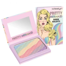 Misslyn Pretty Mermaid Rainbow Highlighter for Cheeks Velvety Glow Makeup Radiant Finish