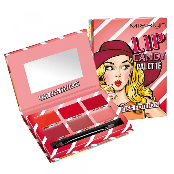 Misslyn Red Kiss Edition Lip Candy Palette Fruity Scent Makeup Kit with Mirror for All Occasions - Misslyn
