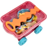 B. toys – Wavy-Wagon – Travel Beach Buggy (Red) with 11 Funky Sand Toys - B. toys
