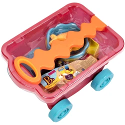 B. toys – Wavy-Wagon – Travel Beach Buggy (Red) with 11 Funky Sand Toys