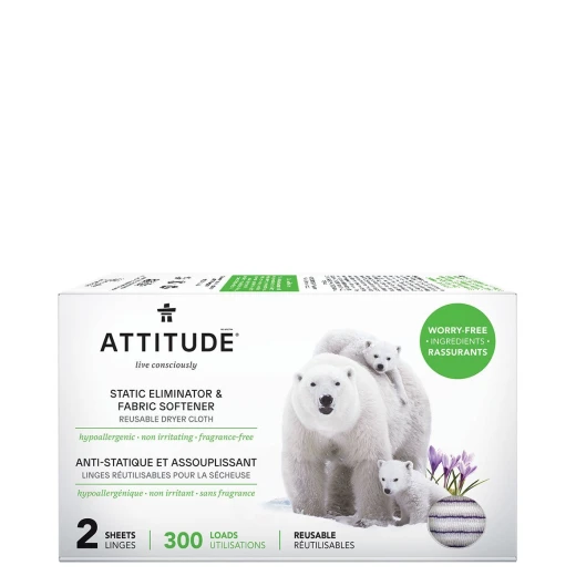 ATTITUDE Static Eliminator Fabric Softener 2 sheets ATTITUDE Static Eliminator Fabric Softener 2 sheets