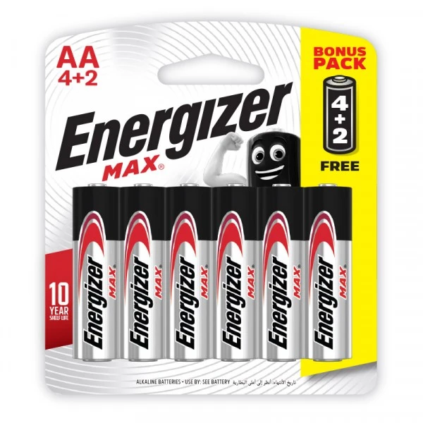 Energizer Battery Max (AA) E91 BP6 4+2 Free - إنرجايزر