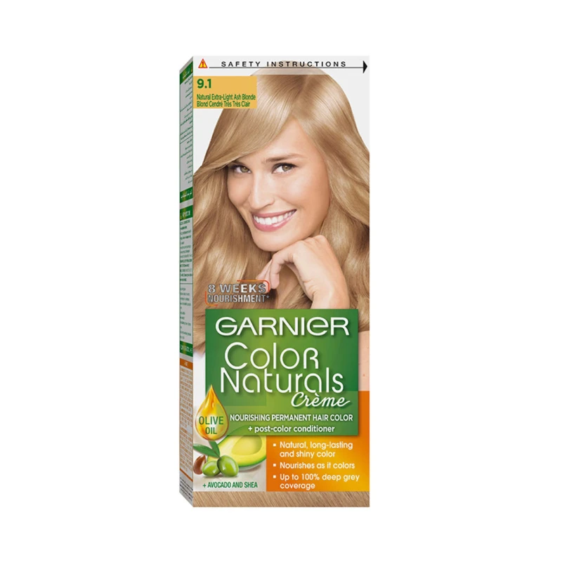 Garnier Color Naturals Nourishing Cream Hair Dye, #9.1 Natural Extra Light Ash Blonde - Garnier