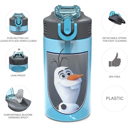 Zak Designs Frozen 2 Olaf 16 oz. Water Bottle With Straw - زاك ديزاينز - Image 3