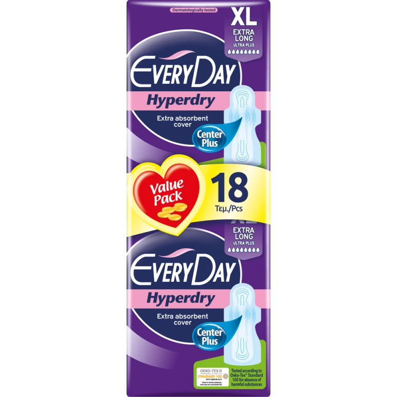 EveryDay Hyperdry Pads Ultra Plus Extra Long, 18 pads - EveryDay