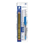 Staedtler Blistercard Containing 2 Graphite Pencils HB, 1 Eraser, 1 Sharpener, 1 Ballpoint Pen and 1 Ruler - Staedtler