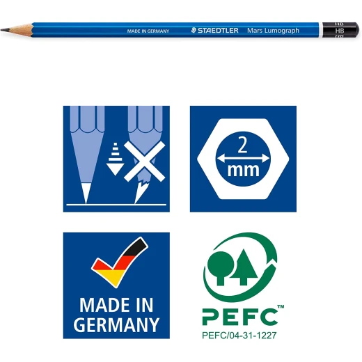 Staedtler Mars Lumograph - Fine Point Pencils Pack of 12 - ستدلر - Image 5