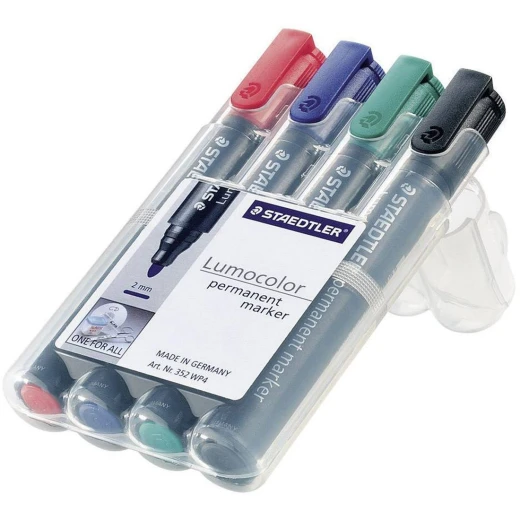 Staedtler LumoColour Permanent Marker with Bullet Tip, Pack of 4 Staedtler LumoColour Permanent Marker with Bullet Tip, Pack of 4