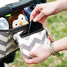 Skip Hop Universal Stroller Organizer: Insulated Beverage and Essentials Stroller Caddy, Chevron - Skip Hop - Image 3