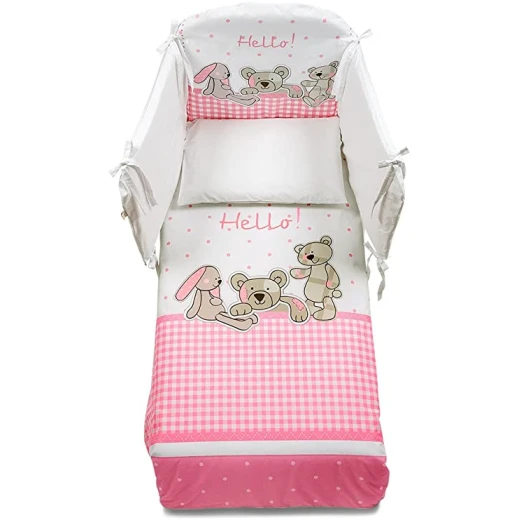 Italbaby 5 Piece Maxi Hello Bedding Set, Pink, One Size Italbaby 5 Piece Maxi Hello Bedding Set, Pink, One Size