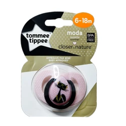 Tommee Tippee Closer To Nature Moda Soother, 6-18 Months, Pink&Back