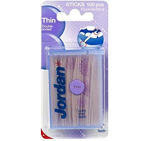 Jordan Dental Sticks, Double Ended Thin, 100 Units - Jordan