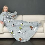 بطانية كانغورو سنوبي من الصوف مع أكمام بطانية مريحة يمكن ارتداؤها 140 × 210 سم صندوق هدايا - كانغرو - Image 4