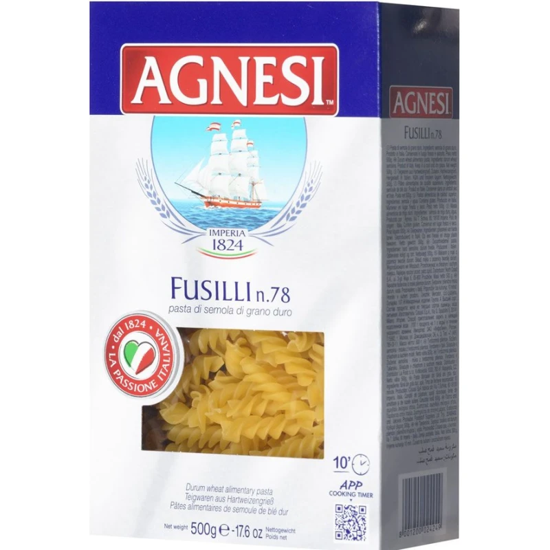 Agnesi Pasta Products "Agnesi" Fusilli , 500 G - Agnesi