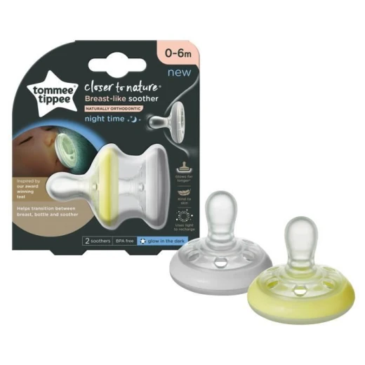 Tommee Tippee breast like soothers 0-6 months, Yellow Color Tommee Tippee breast like soothers 0-6 months, Yellow Color
