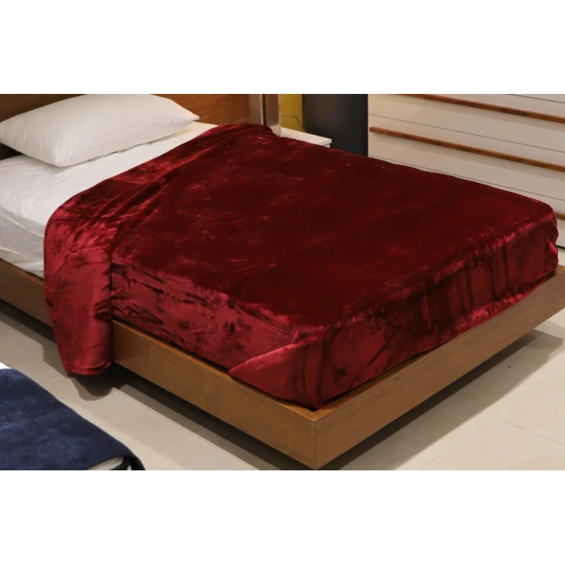 Nova velour blanket doux king burgundy - Nova Home