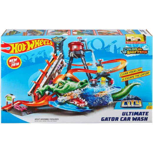 Hot Wheels Ultimate Gator Car Wash Playset Color Change Feature Interactive Toy 19.69 in