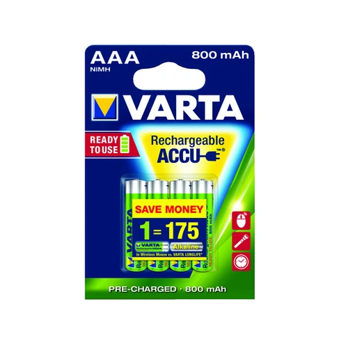 Varta AAA Rechargeable Accu Battery NiMH 800 mAh (4 Pack) - فارتا