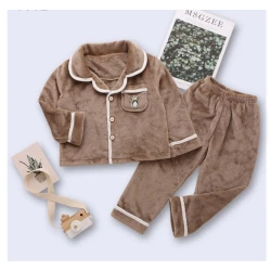 Colorland Pijama Top + Bottom For Kids - 7-8 Years - Brown