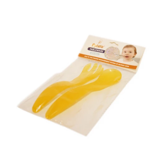 Potato Spoon and Fork for Children, Yellow Potato Spoon and Fork for Children, Yellow