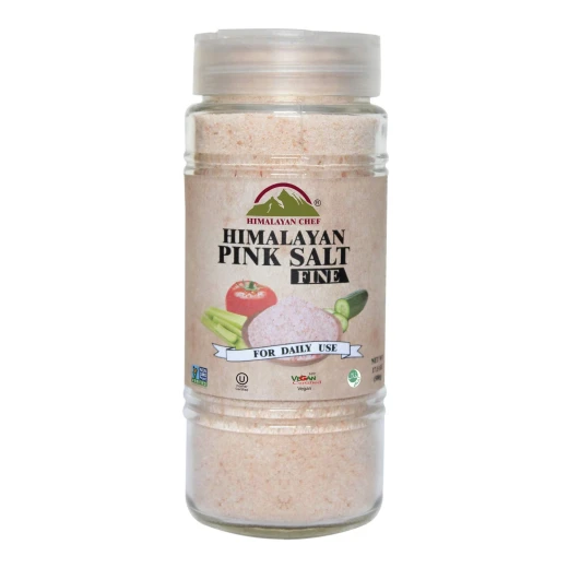 Himalayan Chef Pink Fine Salt Glass Shaker and Jar 500g Himalayan Chef Pink Fine Salt Glass Shaker and Jar 500g