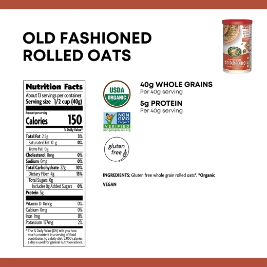 Nature’s Path Gluten-Free Whole Rolled Oats, Healthy, Organic & Sugar Free 510g - Nature's Path Organic - Image 4