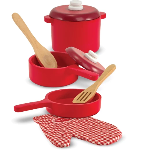 Melissa And Doug Deluxe Wooden Kitchen Accessory Creative Kids Play Pots Pans - ميليسا اند دوج - Image 3