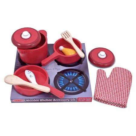 Melissa And Doug Deluxe Wooden Kitchen Accessory Creative Kids Play Pots Pans - ميليسا اند دوج - Image 2