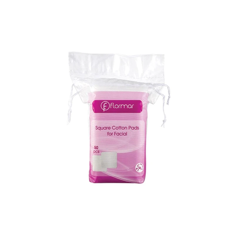 Flormar 50-Piece Square Cotton Pads For Facial White - Flormar