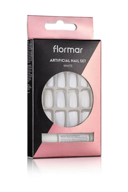 Flormar White Fake Nail Set - Artificial Nail Set White - Flormar
