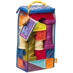 B. toys – Elemenosqueeze Baby Blocks – 26 Stacking Blocks with Shapes Numbers, Animals & Textures - B. toys