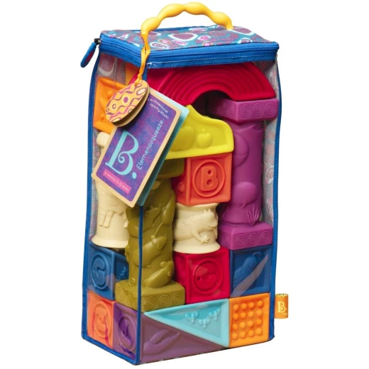 B. toys – Elemenosqueeze Baby Blocks – 26 Stacking Blocks with Shapes Numbers, Animals & Textures B. toys – Elemenosqueeze Baby Blocks – 26 Stacking Blocks with Shapes Numbers, Animals & Textures