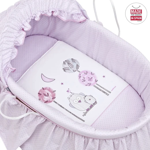 Cambrass - Moses Basket with Frills and Hood Une Gufo Pink - كامبراس - Image 2