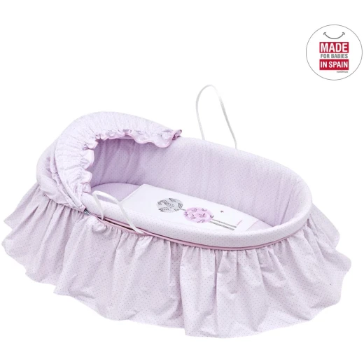 Cambrass - Moses Basket with Frills and Hood Une Gufo Pink - كامبراس - Image 3
